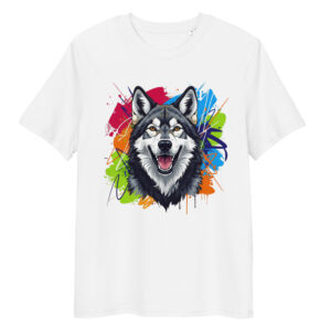 Camiseta de algodón orgánico unisex tallas grandes «Perro lobo»